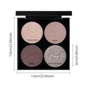 4 Colors Eyeshadow Makeup Palette,Champagne Nude Pink Dark Brown Highly Pigmented Natural Neutral Eye Shadow Palette with ...