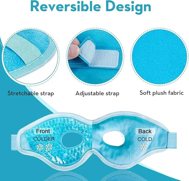 2PCS Gel Eye Mask, Cold Compress Gel Beads Eye Mask, Reusable Cooling Ice Mask for for Puffy Eyes, Dark Circles, Headaches...