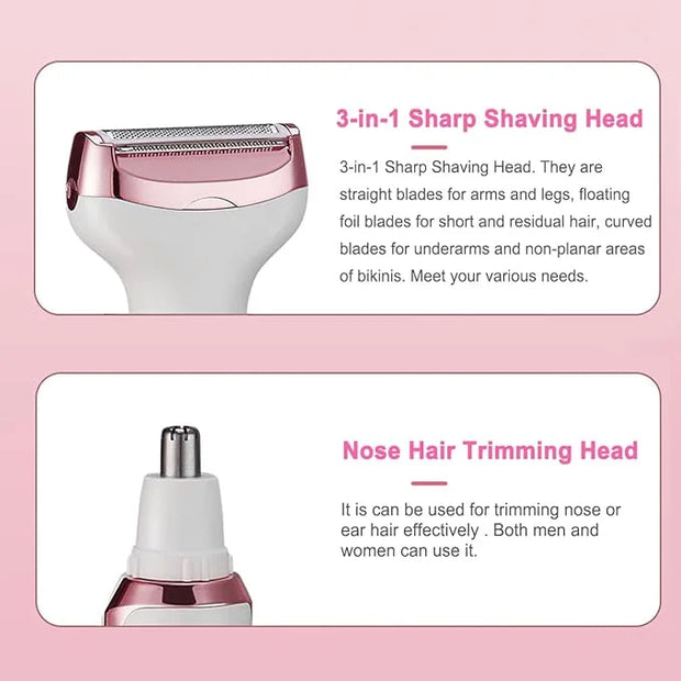 Bikini Trimmer for Women, Electric Razor Hair Shaver for Face Nose Eyebrow Beard Mustache Arm Leg Armpit Bikini, Replaceab...