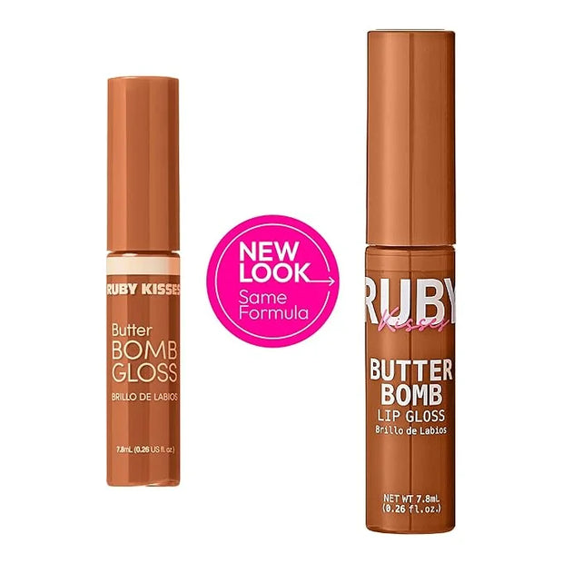 Ruby Kisses Lip Gloss Butter Bomb Gloss Non-Sticky Lip Gloss Vitamin E Natural Nude Lip Makeup - 7.8mL (0.26 US fl.oz) (Bu...