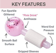 Ice Globes for Facials – Facial Tools for Face & Eye Puffiness Relief, Cool Skincare Cryo Tools - Pink Drink Glitter - Pro...