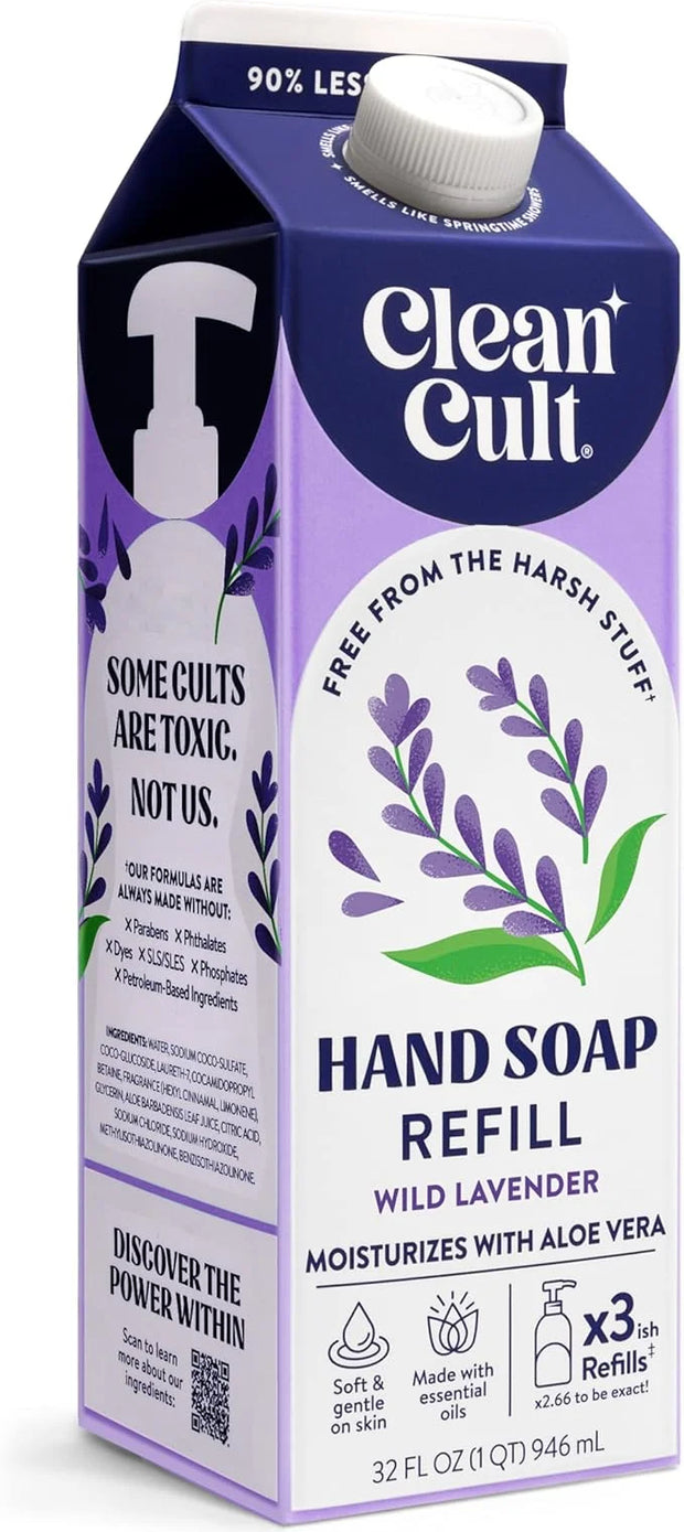 Cleancult Liquid Hand Soap Refill - Wild Lavender - Moisturizes Dry & Sensitive Skin - Made with Aloe Vera & Lavender Esse...