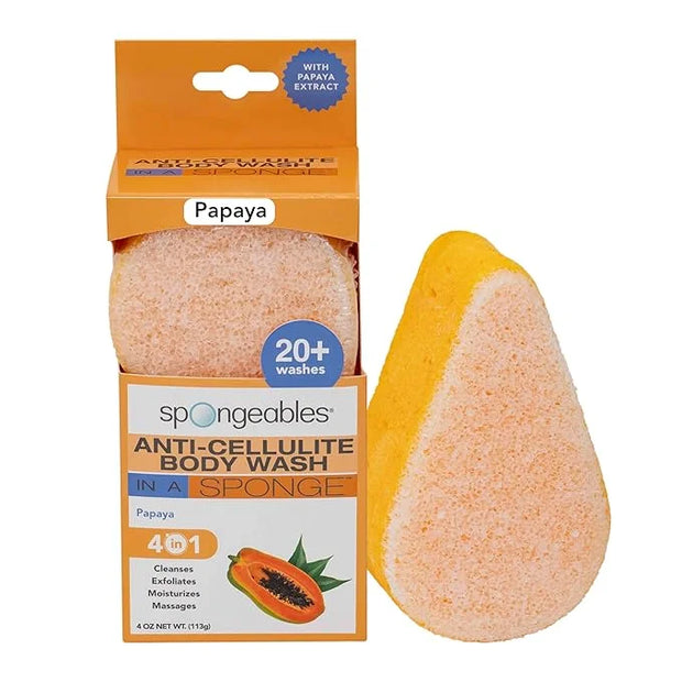 Spongeables Anti Cellulite Body Wash in a 20+ Wash Sponge, Papaya, 1 Count - Product Image