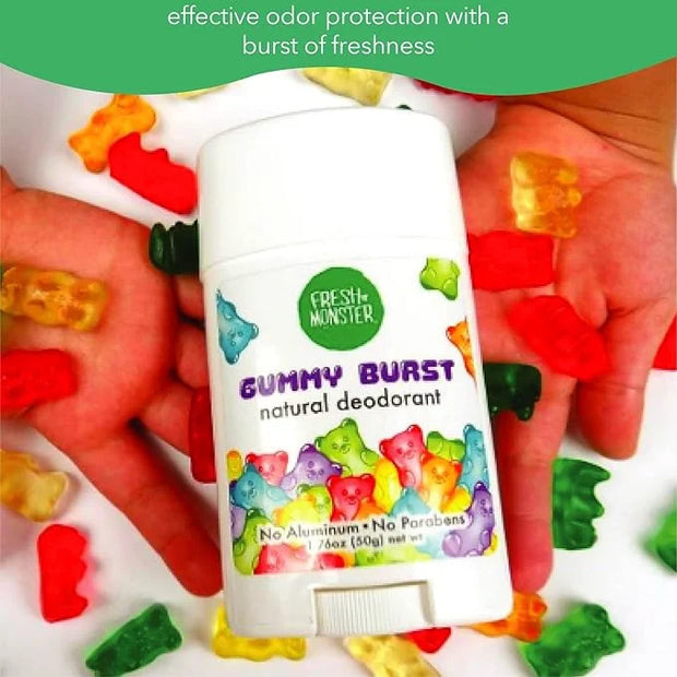 Fresh Monster Natural Deodorant for Kids & Teens, Aluminum Free, Paraben Free, Hypoallergenic Deodorant, Gummy Burst (1.76...