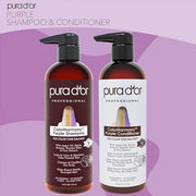 PURA D'OR Purple Shampoo & Conditioner (16oz x 2) ColorHarmony Biotin Set For Bleached, Blonde, Silver & Color Treated Hai...