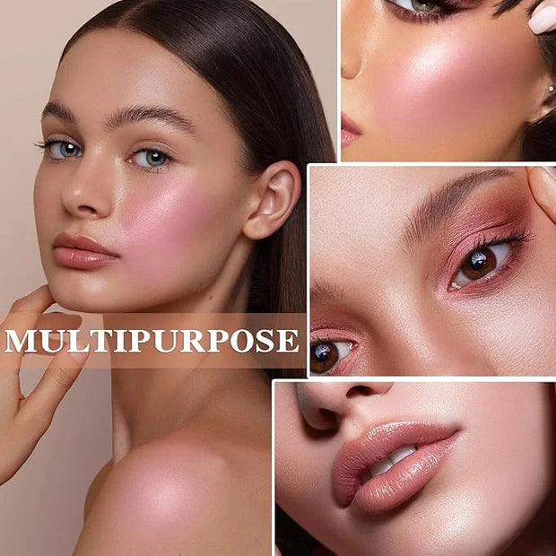 Cream Blush Stick with Brush,Waterproof Multi Cream Makeup Stick,Lightweight,Long-lasting,2 in 1 Multi Blush for Cheeks & ...