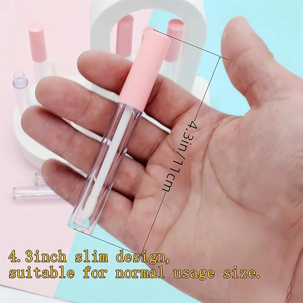10cm Empty Lip Gloss Tubes With Wand Lipgloss Tubes Cute With Pink Lids Lip Balm Bulk Refillable Cosmetic Containers Diy L...