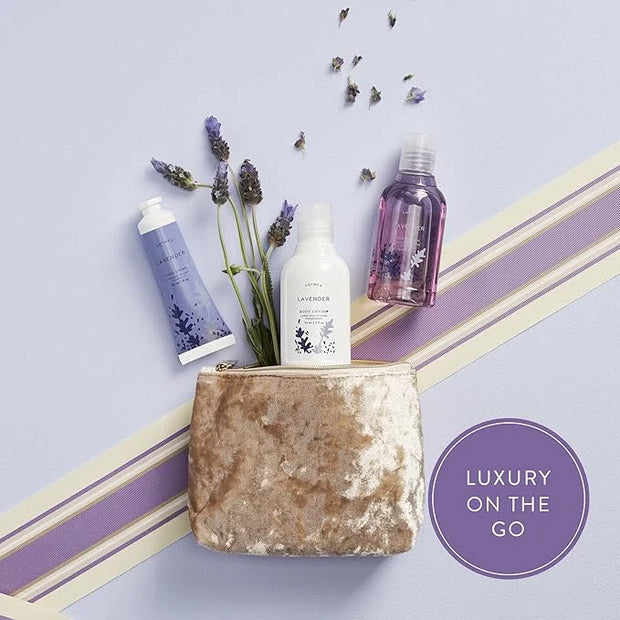 Thymes Travel Set and Beauty Bag - Contains Body Wash, Body Lotion & Hand Cream - Lavender - Product Image