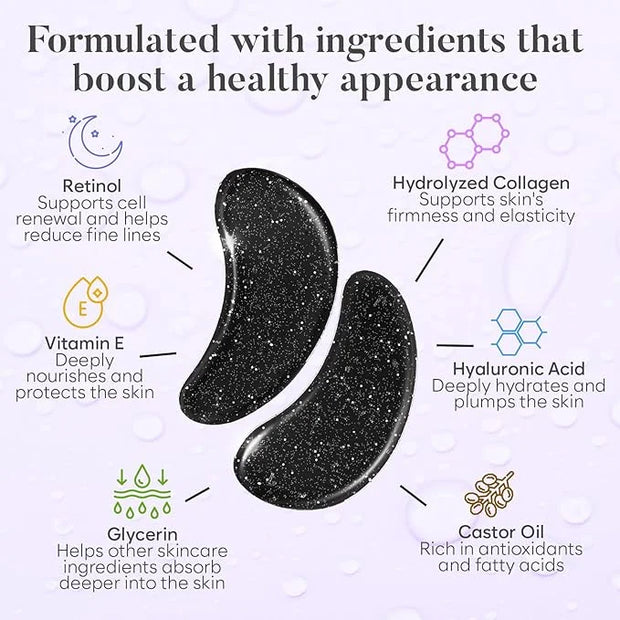 Nighttime Under Eye Patches for Puffy Eyes and Dark Circles, Gel Eye Masks with Collagen, Retinol & Vitamin E, Deeply Mois...