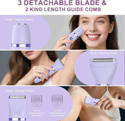 3-in-1 Electric Razor IPX7 Waterproof Bikini Trimmer Wet & Dry Use Painless Personal Trimmer Groomer for Ladies Face Body ...