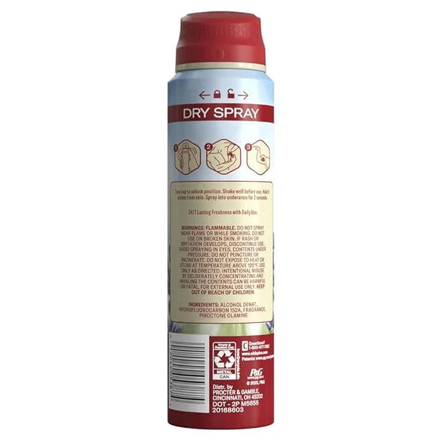 Old Spice Aluminum Free Dry Spray Men's Deodorant, 24/7 Odor Protection, Wilderness Scent of Lavender, 4.3oz (Pack of 3) -...