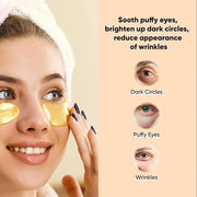 24k Golden Glow Under Eye Patches (30 Pairs Eye Gels), Collagen Eye Masks for Dark Circles and Puffiness, Bags, Relieves P...