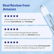 Hydrogel Collagen Real Cool 6 Pairs of Eye Patches & Hydrating Roll-On Serum Set for Dark Circles and Puffiness - Hyaluron...