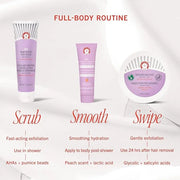 First Aid Beauty Soft + Smooth Starter Body Kit: KP Bump Eraser Body Scrub, 4 oz, Smoothing + Brightening Lotion (Peach), ...
