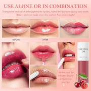 2Pcs Hydrating Lip Glow Oil,Plumping Lip Gloss,Moisturizing Transparent and Nourishing Non-stick Cup Fruit Flavored Lip Oi...