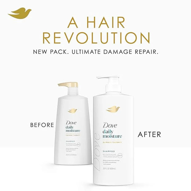 Dove Damage Therapy Shampoo Daily Moisture for Dry Hair with Bio-Protein Care Technology and Hyaluronic Serum 28 Fl Oz - P...
