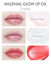 VIDIVICI Millennial Lip Oil #01 Luv Me Clear - Non-Sticky Dewy Gloss for Moisturized & Voluminous Lips - Overnight Lip Mas...
