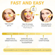 24K Gold Eye Masks for Dark Circles and Puffiness (6 Pairs) with Collagen, Aloe Vera & Hyaluronic Acid-Anti-Aging Under Ey...