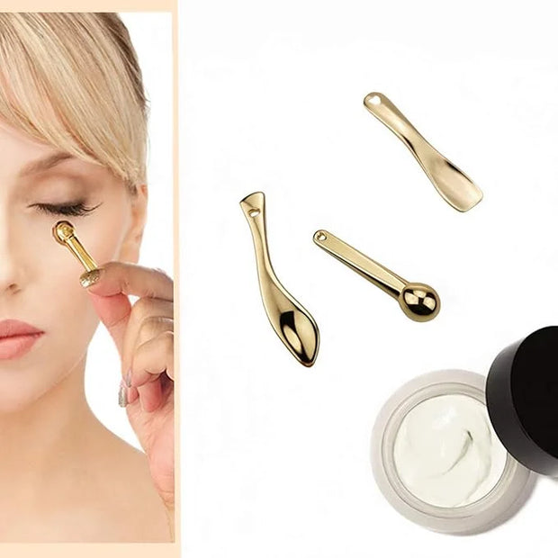 3Pcs Metal Makeup Spatula Mini Spoon and Eye Cream Massage Sticks Beauty Scoop for Facial Cosmetic Face Cream - Product Image