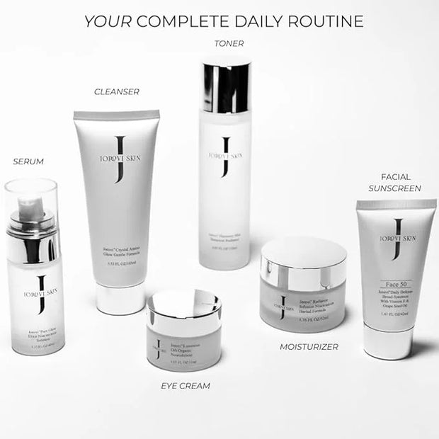 Jorovi Beauty Comprehensive Skincare Set -6- Piece Regimen with Cleanser, Toner, Face Serum, Eye Cream, Facial Moisturizer...