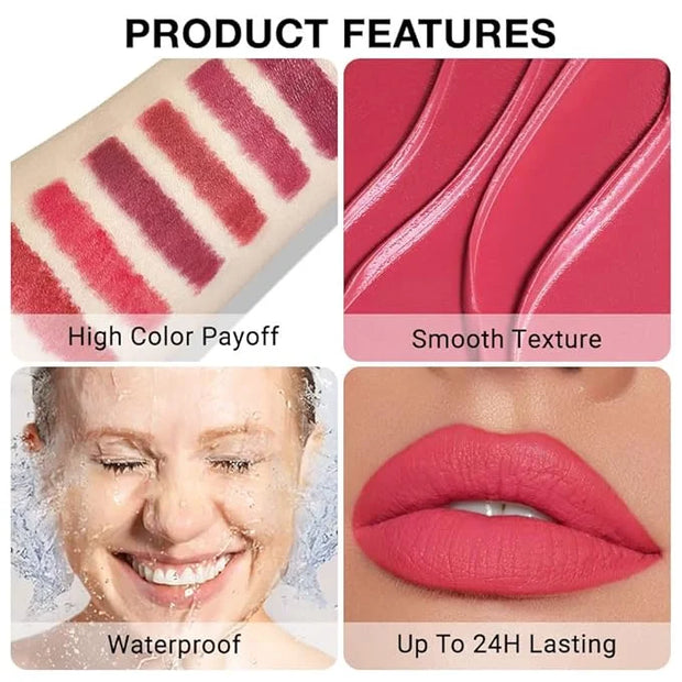 evpct Silky Lip Liner Pencil Retractable, Carmine Red Smooth Lip Liner Creamy Velvet Lipliner Long-Lasting for Korean Make...