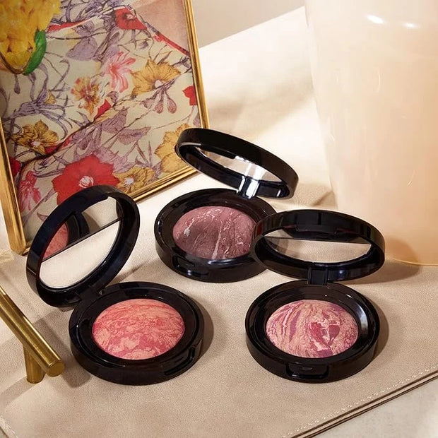 LAURA GELLER NEW YORK Baked Blush-n-Brighten Marbleized Blush + Angled Brush (04 Ethereal Rose, 47mm) - Product Image