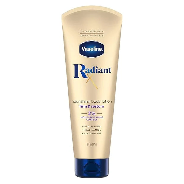 Vaseline Radiant X Firm & Restore with Pro-Retinol, Niacinamide & Coconut Oil, Nourishing Body Lotion 8 oz - Product Image