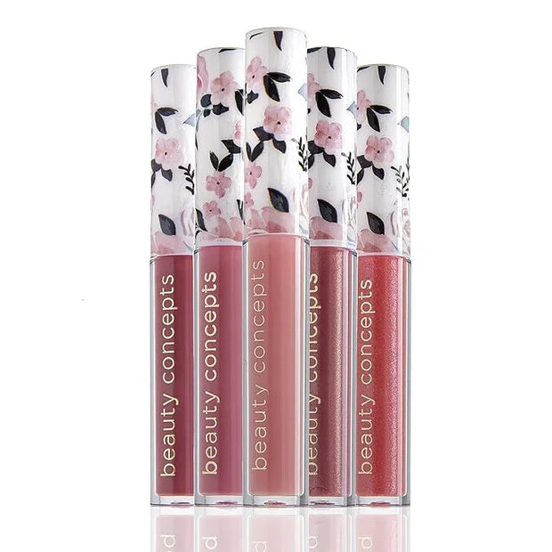 Beauty Concepts Lip Gloss Collection – Shimmering, Glossy Lip Makeup Set for a Radiant Finish, Floral Collection - Product...