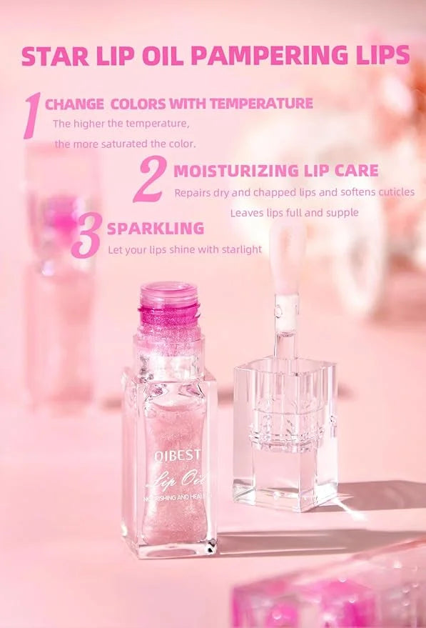 2PCS Cosmetics Color Changing Lip Oil V2, Magic Color Changing Lip Oil Cosmetics, Plumping Lip Oil Moisturizing Lip Gloss,...