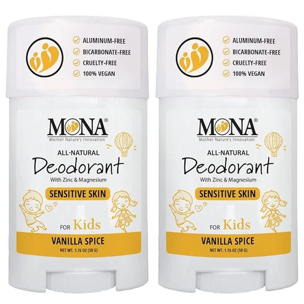 MONA BRANDS 100% Natural Deodorant for Kids | For Girls & Boys | Sensitive Skin | No Baking Soda | No Aluminum | Vegan, No...