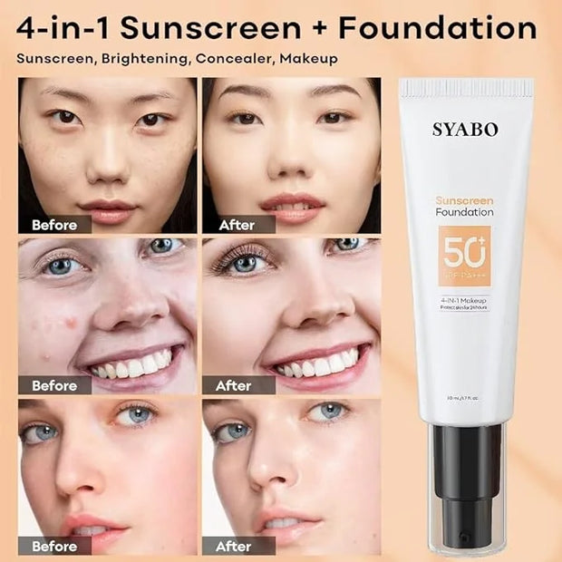 SPF 50 Tinted Sunscreen, Face Sunscreen Hydrating Sun Essence, Lightweight Concealer Sunscreen, Travel Size Against UVA an...