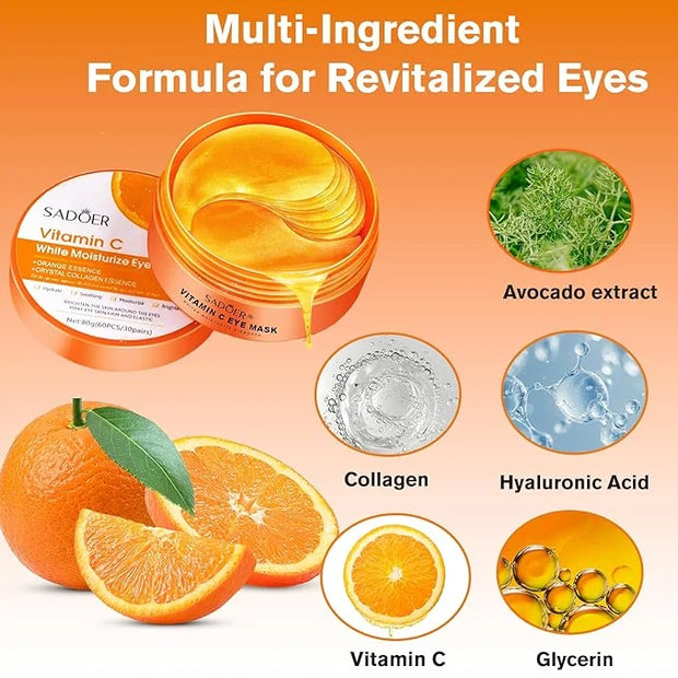 Vitamin C Eye Patches 2-Pack 120 PCS, Improving Skin Tone, Reducing Dark Circles and Refreshing, Collagen Eye Mask for Puf...