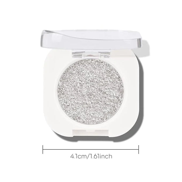 KYDA Single Glitter Eyeshadow, Metallic Silver Eyeshadow, Ultra-fine Lightweight Powder, Sparkling Blendable Formula, Dail...