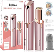 Facial Hair Removal for Women, Painless Womens Facial Hair Remover with 2 Replacement Heads, Lipstick-Sized, USB Rechargea...