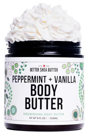 Peppermint Vanilla Body Butter - Natural Lotion for Women with Shea Butter & Jojoba Oil - Non-Greasy Whipped Body Lotion f...