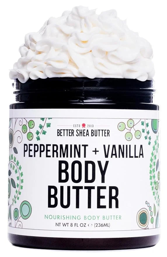 Peppermint Vanilla Body Butter - Natural Lotion for Women with Shea Butter & Jojoba Oil - Non-Greasy Whipped Body Lotion f...