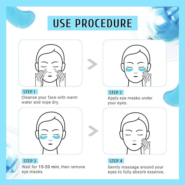 Under Eye Patchs Hyaluronic Acid Eye Mask for Dark Circles and Puffiness Wrinkle Eye Bags 30 Pairs - Product Image