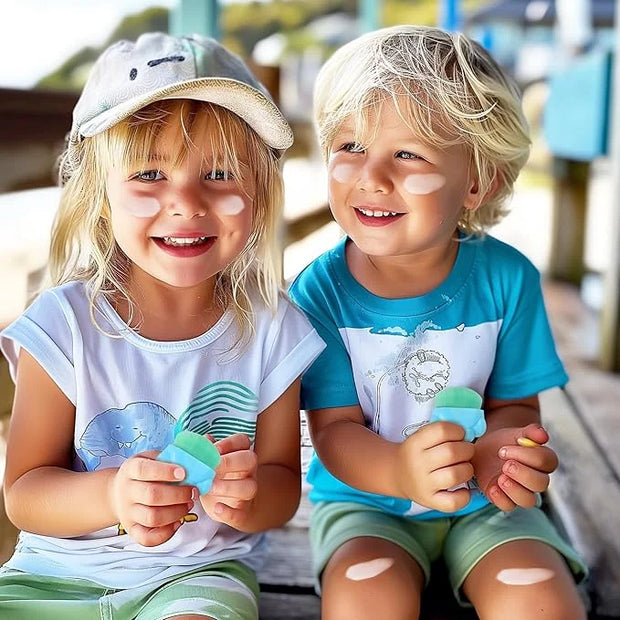 Azazccm Sunscreen Applicator for Kids, 2pcs Sunblock Buddy Brush Set, Suncream & Lotion Brush with Cleaner, Travel Size fo...