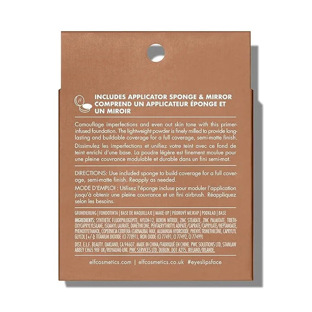 e.l.f. Camo Powder Foundation, Lightweight, Primer-Infused Buildable & Long-Lasting Medium-to-Full Coverage Foundation, Me...