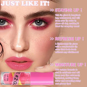 Lip Gloss Oil Set-2 Colors Hydrating Tinted Lipgloss Lip Glow Oil,Non-sticky Shiny and Vegan Lip Glaze, Glitter Crystal Je...