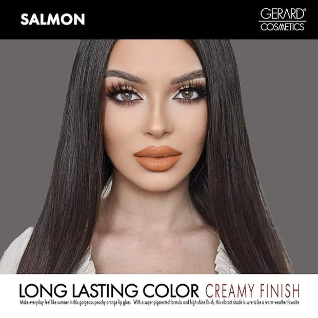 Gerard Cosmetics Color Your Smile Lip Gloss Salmon, Super Pigmented Peach Lip Gloss with LED Light and Mirror, Shiny Finis...