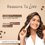 Under Eye Cream For Dark Circles for Women & Men | Fine Lines & Puffy Eyes With Cooling Massage Roller | 15g | With Coffee...