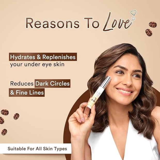 Under Eye Cream For Dark Circles for Women & Men | Fine Lines & Puffy Eyes With Cooling Massage Roller | 15g | With Coffee...