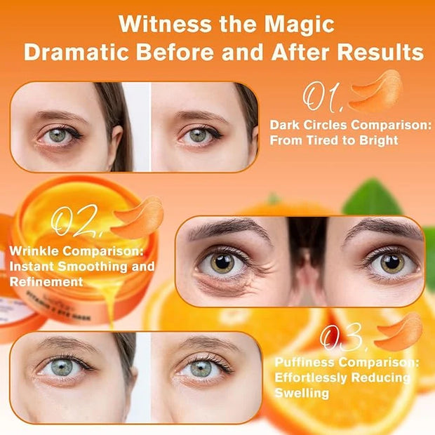 Vitamin C Eye Patches 2-Pack 120 PCS, Improving Skin Tone, Reducing Dark Circles and Refreshing, Collagen Eye Mask for Puf...