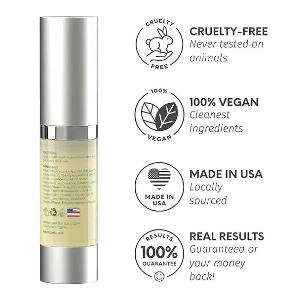 Epic Organic Eye Cream - Vitamin K & Arnica - Naturally Reduces Wrinkles, Under Eye Bags, Puffiness, Dark Circles & Fine L...