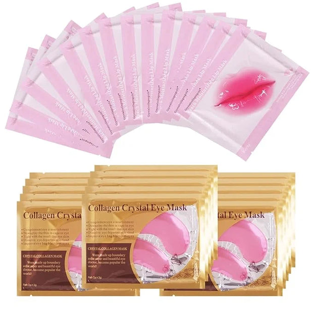 30PCS Lip Masks Sheet Moisturizing Crystal Collagen Pink Under Eye Mask Gel,Christmas Gift for Women Anti-Aging Eye Patche...