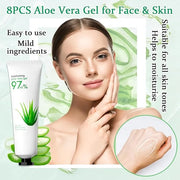 8PCS Aloe Vera Gel for Face & Skin,Organic Aloe Vera Gel,Hydrating After Sun Cream for Travel Size,Moisturizing Lotion for...