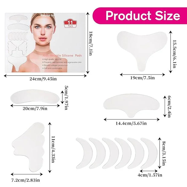 11 PCS Reusable Wrinkle Patches, Silicone Patches for Wrinkles, Forehead Wrinkle Patches to Reduce Fine Wrinkles Smile Nec...