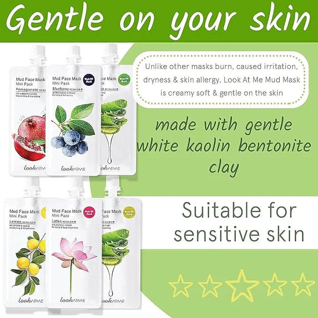 Skincare Face Masks (Random 6pks), Clay Face Masks Skincare for Women, Korean Skin Care with Kaolin and Bentonite Clay, Na...