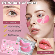 30 Pairs Eye Masks & Lip Masks, Crystal Collagen Under Eye Patches for Puffy Eyes, Moisturizing Lip Mask Pink Lip Pads for...